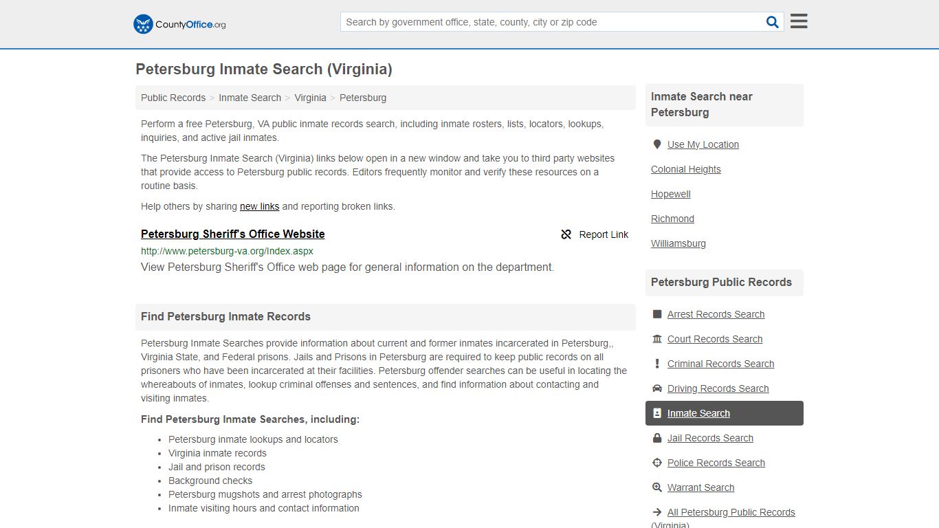 Inmate Search - Petersburg, VA (Inmate Rosters & Locators) - County Office